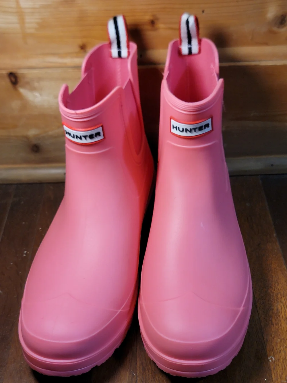 Hunter Pink Chelsea Rain Ankle Boots